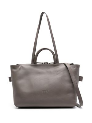 Marsèll sac cabas en cuir 4 Dritta à logo embossé - Gris