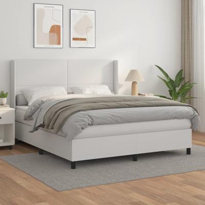 Boxspring met matras kunstleer wit 180x200 cm