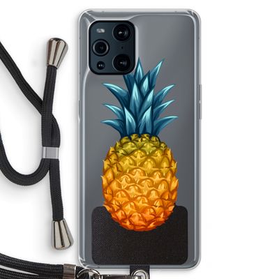 Grote ananas: Oppo Find X3 Transparant Hoesje met koord