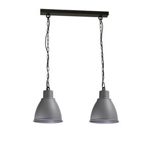 Masterlight Stoere eettafel hanglamp Industria 2x27 2-lichts zwart met betongrijs 2007-00-00-K-70-2