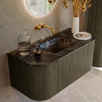 Badmeubel Mondiaz Kurve-Dlux | 100 cm cm | Meubelkleur Shadow | Wastafelkleur Lava | Solid surface | Wasbak midden spoelbak | Zonder kraangat(en)