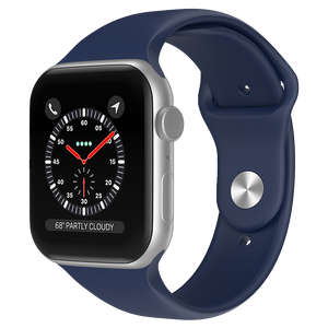 Bandje geschikt voor Apple Watch 42/44MM - Geschikt voor Series 1/2/3/4/5/6/7/8/9/SE/Ultra 1&2 - Maat L - Horlogebandje - Siliconen - Donkerblauw