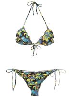 Amir Slama bikini volanté à imprimé tropical - Noir - thumbnail