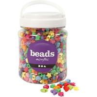 Creativ Company Figuur kralen, d 10 mm, gatgrootte 3,5 mm, ca. 1530 stuk, diverse kleuren, 400 gr, 700 ml/ 1 doosje
