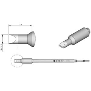 JBC Tools C470017 Soldeerpunt Beitelvorm, Recht Grootte soldeerpunt 1.2 mm Lengte soldeerpunt: 13 mm Inhoud: 1 stuk(s)