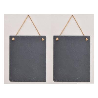 Memobordje/krijtbordje leisteen - 3x - antraciet - 25 x 20 cm - ophangbaar