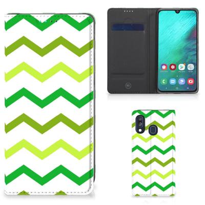 Samsung Galaxy A40 | Hoesje met Magneet | Zigzag Groen
