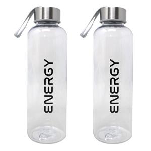 Drinkfles/waterfles/bidon - 2x - 570 ml - energy - zwart - kunststof