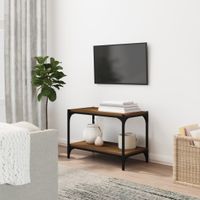 Tv-meubel 60x33x41 cm bewerkt hout en staal bruineikenkleurig - thumbnail