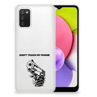 Samsung Galaxy A03S Silicone-hoesje Gun Don't Touch My Phone - thumbnail