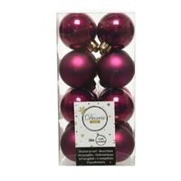 16x stuks kunststof kerstballen framboos roze (magnolia) 4 cm glans/mat - Kerstbal - thumbnail
