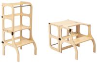 Ette Tete Leertoren Step'n Sit | Inklapbaar tot tafel en stoel | Naturel met messing