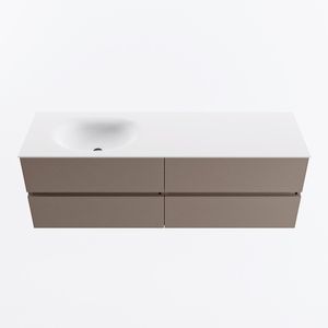 MONDIAZ VICA 150cm badmeubel onderkast Smoke 4 lades. Wastafel MOON links 1 kraangat, kleur Talc.