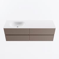 MONDIAZ VICA 150cm badmeubel onderkast Smoke 4 lades. Wastafel MOON links 1 kraangat, kleur Talc.
