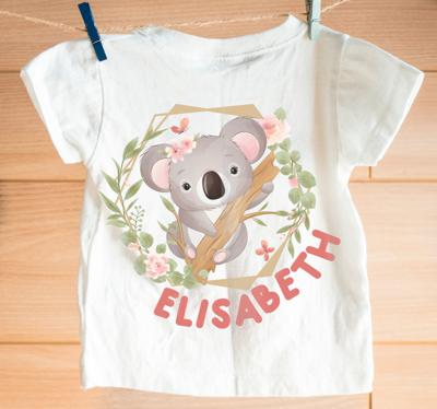 T-shirt baby Schattige dieren koala met naam