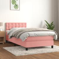 Boxspring met matras fluweel roze 90x200 cm