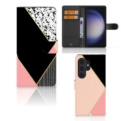 Samsung Galaxy S24 Ultra | Book Case | Zwart Roze Vormen