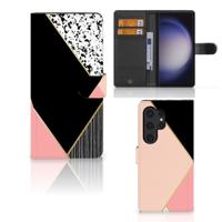 Samsung Galaxy S24 Ultra | Book Case | Zwart Roze Vormen