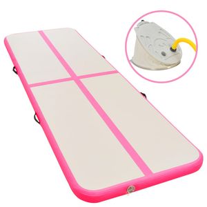 VidaXL Gymnastiekmat met pomp opblaasbaar 400x100x10 cm pvc roze