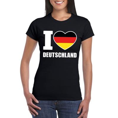 I love Deutschland supporters t-shirt - voor dames - zwart - Duitsland thema - landen - kleding