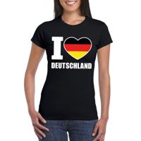 I love Deutschland supporters t-shirt - voor dames - zwart - Duitsland thema - landen - kleding