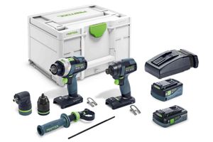 Festool Accu-slagschroevendraaier en Accu-schroefboormachineset TID 18 5,0/4,0-Set TPC 18/4 - 577654 - 577654