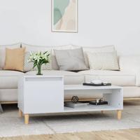 Salontafel 100x50x45 cm bewerkt hout hoogglans wit - thumbnail