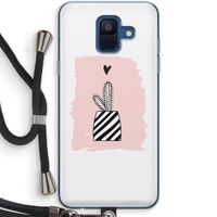 Zwart-wit cactus: Samsung Galaxy A6 (2018) Transparant Hoesje met koord
