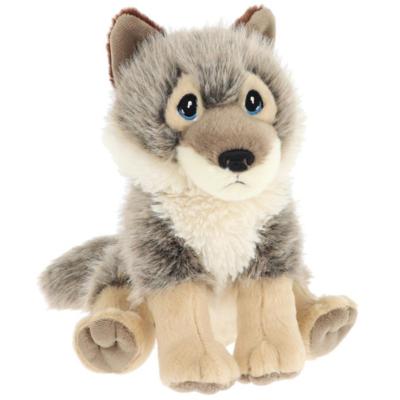 Keel Toys pluche Wolf - knuffeldier - grijs - zittend - 25 cm - knuffel Wolf
