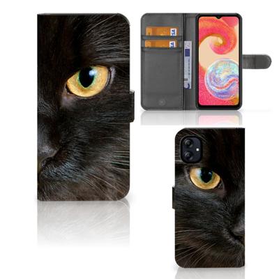 Samsung Galaxy A04e | Telefoonhoesje | Met pasjeshouder | Zwarte Kat