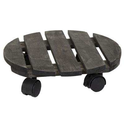 Planten trolley - Acacia hout - D30 x H8 cm - tot 50 kg - multiroller - hondje
