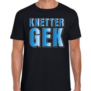 Knetter gek fun t-shirt zwart met blauwe tekst voor heren 2XL  -
