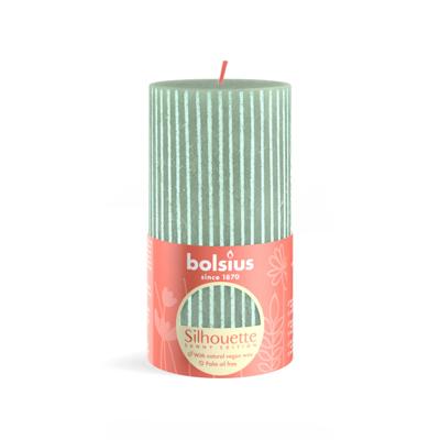 Bolsius silhouette stompkaars jadegroen met print 13x6,8 cm