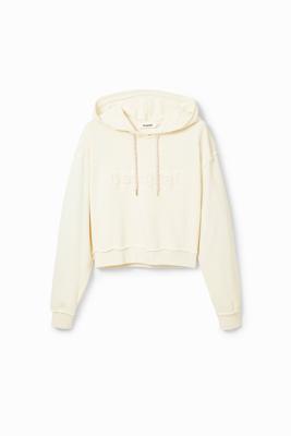 Kort sweatshirt met logo - WHITE - M