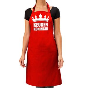 Keuken koningin keukenschort rood voor dames