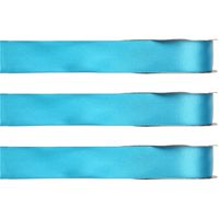 3x Hobby/decoratie turquoise satijnen sierlinten 1 cm/10 mm x 25 meter