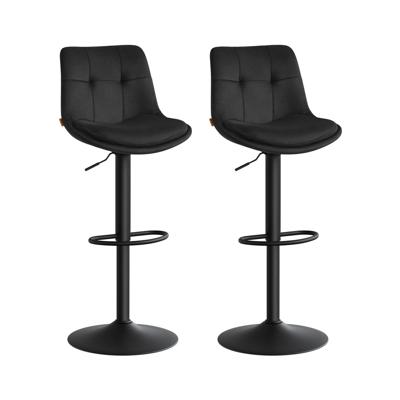 Verstelbare barkrukken met rugleuning en comfortabele voetsteun, inktzwart