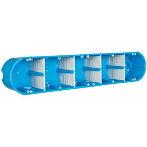 Hollewand inbouwdoos 5 voudig blauw elektra