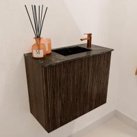 Toiletmeubel Mondiaz Joya Dlux | 50 cm | Meubelkleur Walnut | Faye wastafel Lava Wasbak Rechts | 1 kraangat