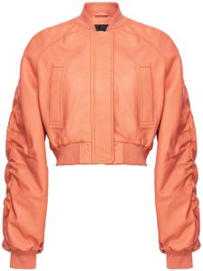 PINKO veste bomber crop en cuir - Orange