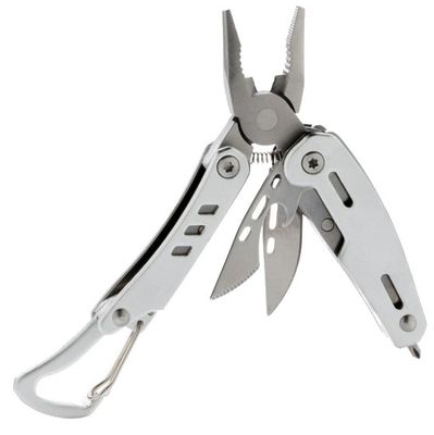 XD Collection multitool met karabijnhaak Solid 8,3 cm RVS grijs