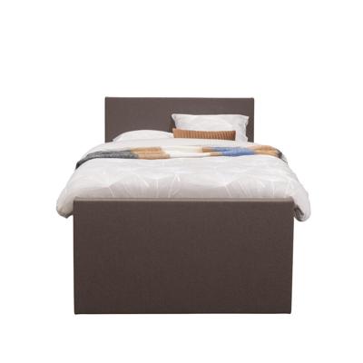 Leen Bakker - Boxspring Met Voetbord Liv Egaal - Donker - 120x200 Cm - Slanke Poot - Stof - Bruin