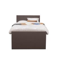 Leen Bakker - Boxspring Met Voetbord Liv Egaal - Donker - 120x200 Cm - Slanke Poot - Stof - Bruin