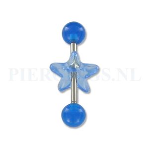 Tongpiercing acryl met donut ster blauw