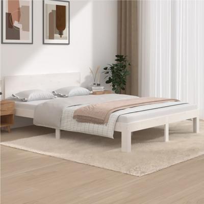 Bedframe massief grenenhout wit 140x200 cm