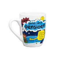 Koffiemok/beker hoera pensioen thema - 300 ml - pensioen - Cadeau - feestartikelen - Afscheid