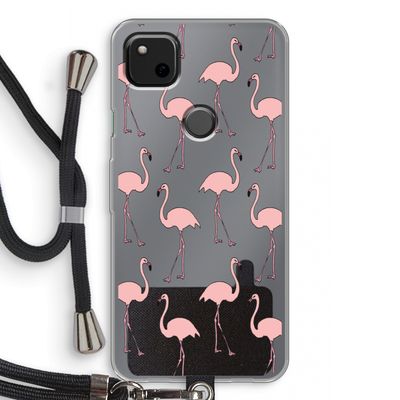 Anything Flamingoes: Pixel 4a Transparant Hoesje met koord