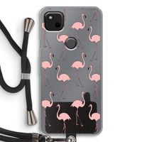 Anything Flamingoes: Pixel 4a Transparant Hoesje met koord