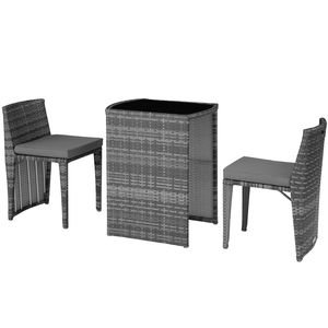 tectake wicker tuinset Bistroset - Hamburg - diverse kleuren - grijs – 404210