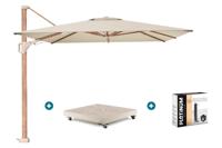 Platinum Challenger parasol Premium T2 3,5x2,6 m. - Champagne Teak - met vulbare parasolvoet en hoes Platinum Challenger parasol Premium T2 3,5x2,6 m. - Champagne Teak - met vulbare parasolvoet en hoes